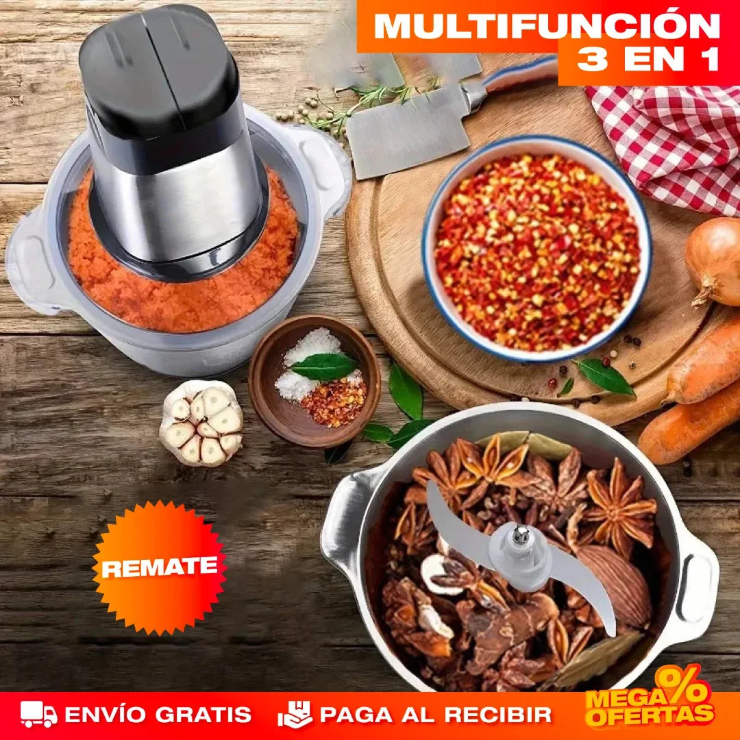 Molino Picador Eléctrico de Acero Inoxidable 2L