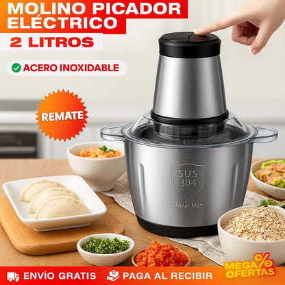 Molino Picador Eléctrico de Acero Inoxidable 2L